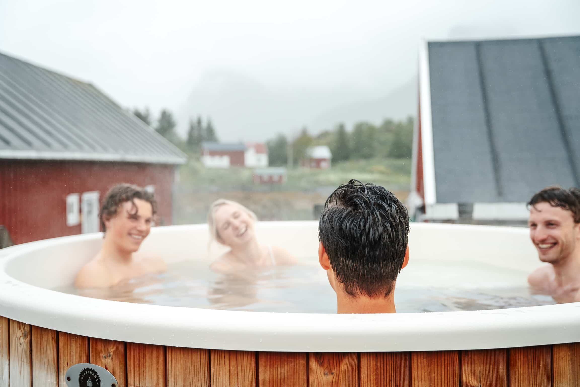 Outdoor hot tub winter spa Lofoten